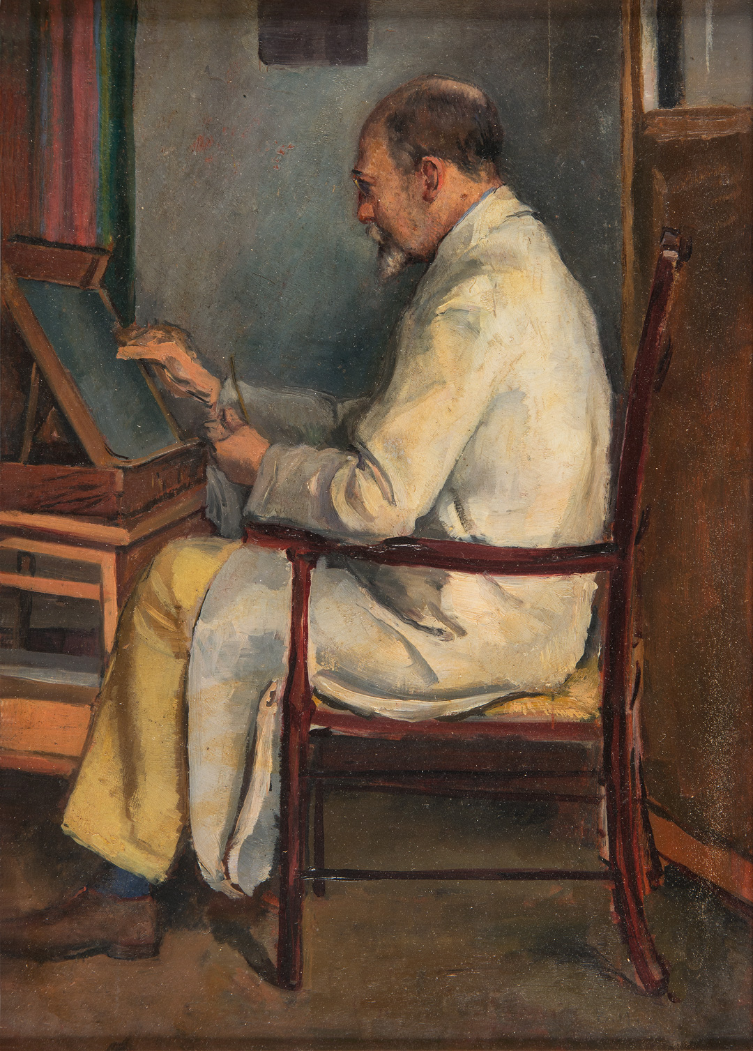 Domenico Trentacoste che dipinge, 1922